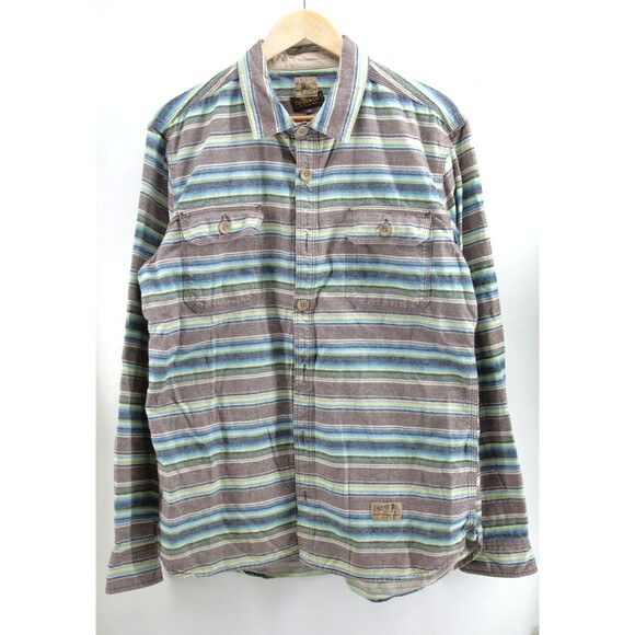 PRPS Goods & Co Striped Multicolor Flannel Button Up Shirt Size XL - Picture 1 of 8